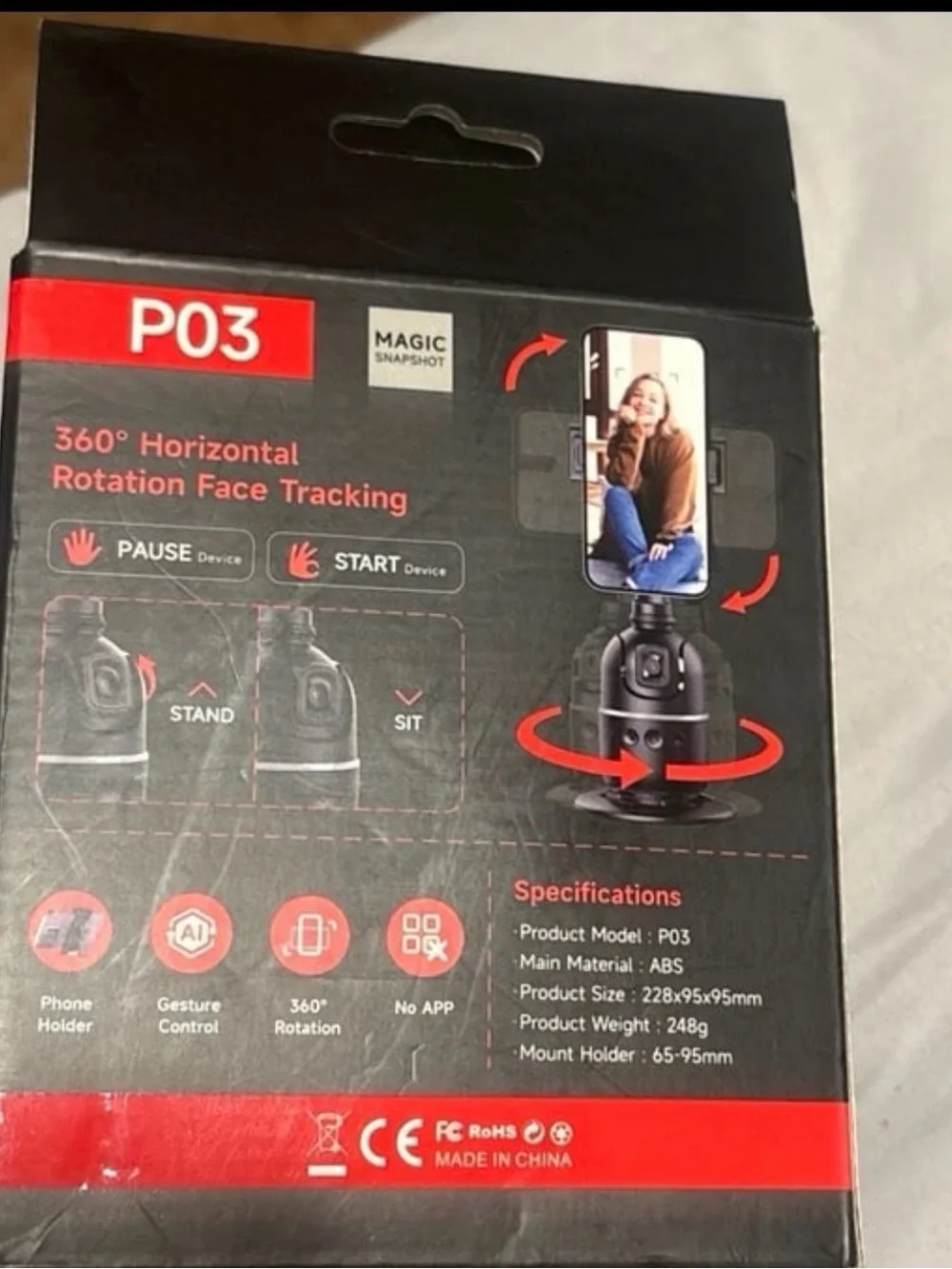 P03 Auto Face Tracking Desktop Gimbal Tripod - Black